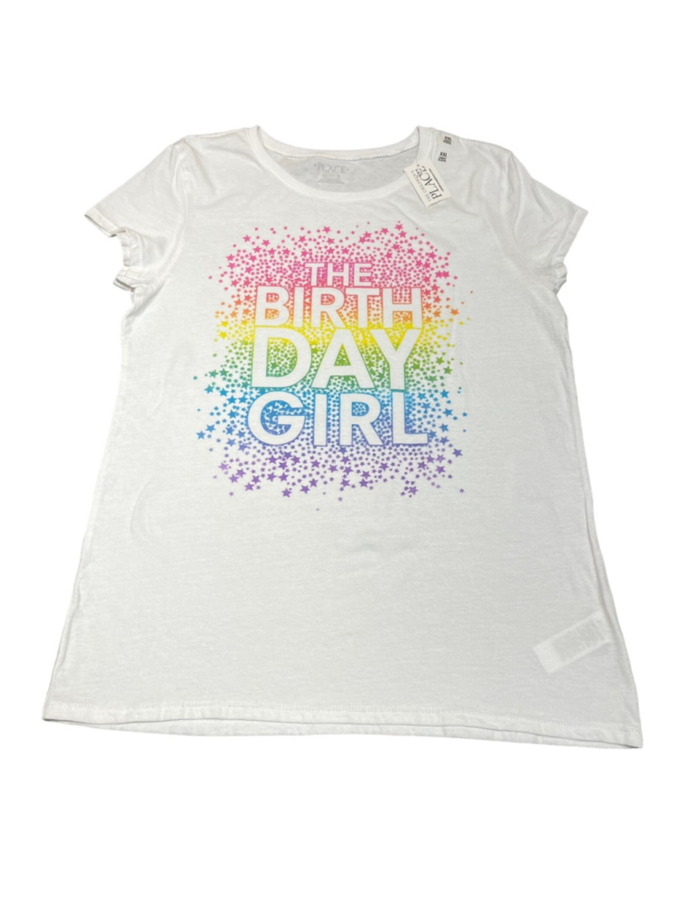 The Children's Place Girls Birthday Girl Glitter Rainbow Graphic Tee‎ XXL 16 NWT